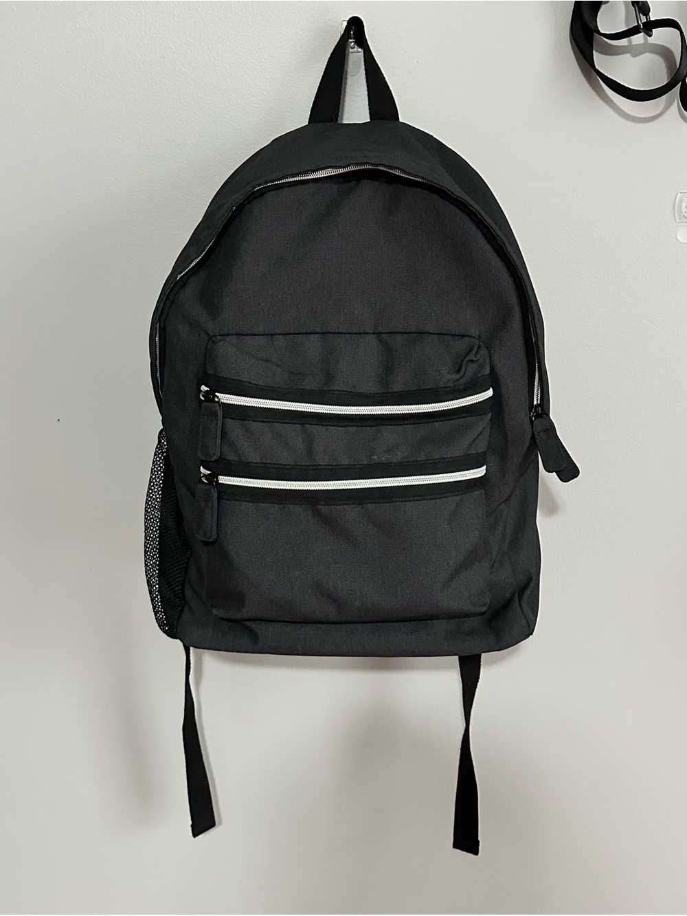 Indigo Black Backpack with White Zipper Accents